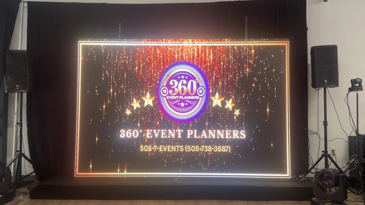 LED wall and sound system for corporate party rentals in Dallas