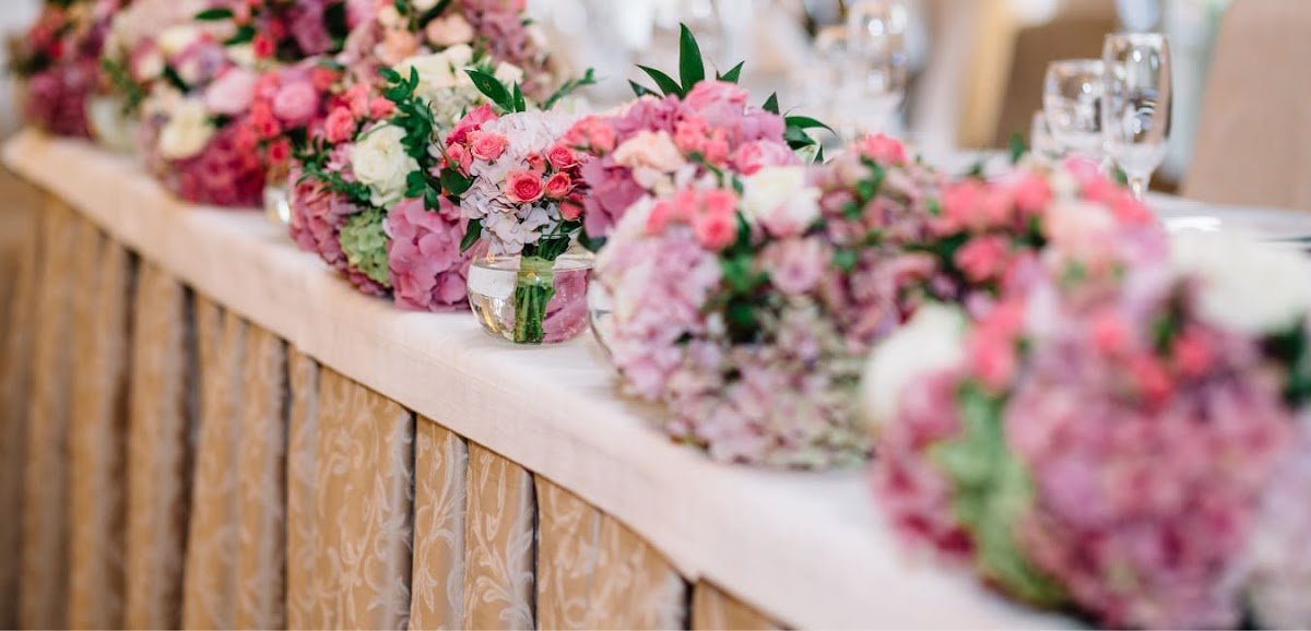 Floral table decor for a wedding reception